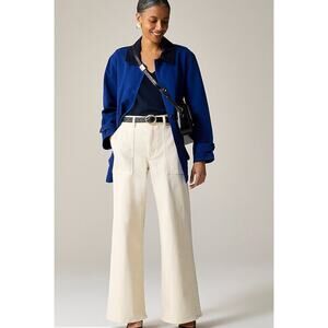 J Crew Camp Pocket Wide Leg Jeans 32 16 NWT Ecru Wash Cream White CH917 J.Crew